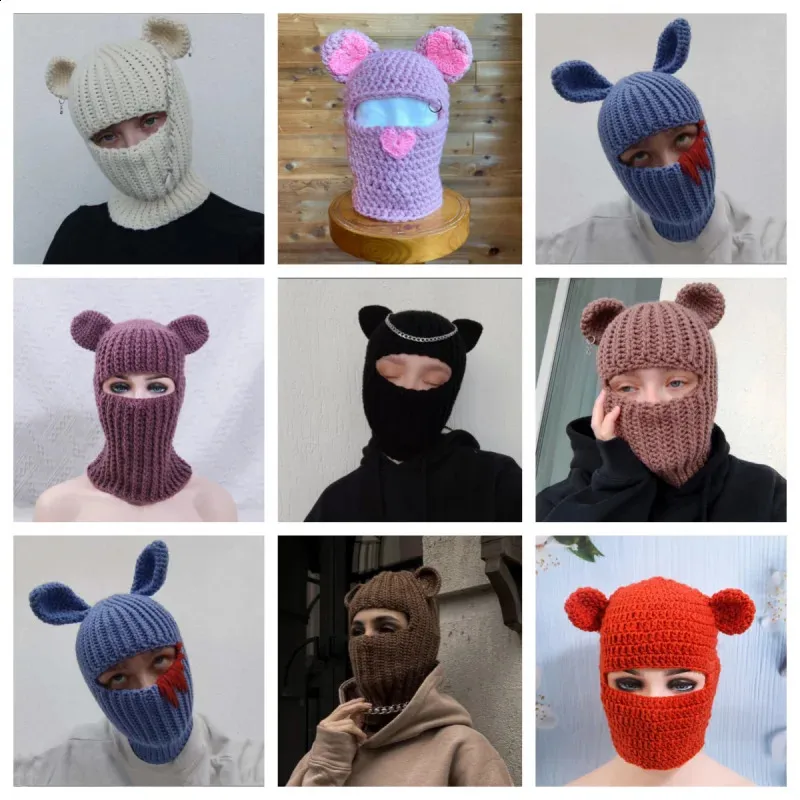 Skull Jacquard Beanie Unisex Knit Hats Hood Windproof Balaclava For Women & Men AliExpress main image 2