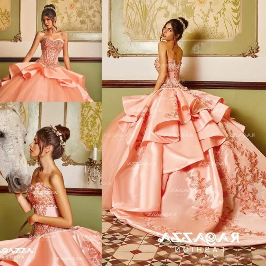Beading Quinceanera Dresses Sequin Applique Princess Ball Gown With Cape Y1516