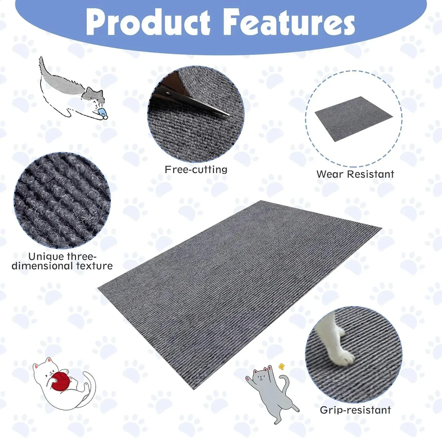 Scratch Protection Mats Best Seller! Trimmable Cat Scratch Protector Mat: Self-Adhesive ...