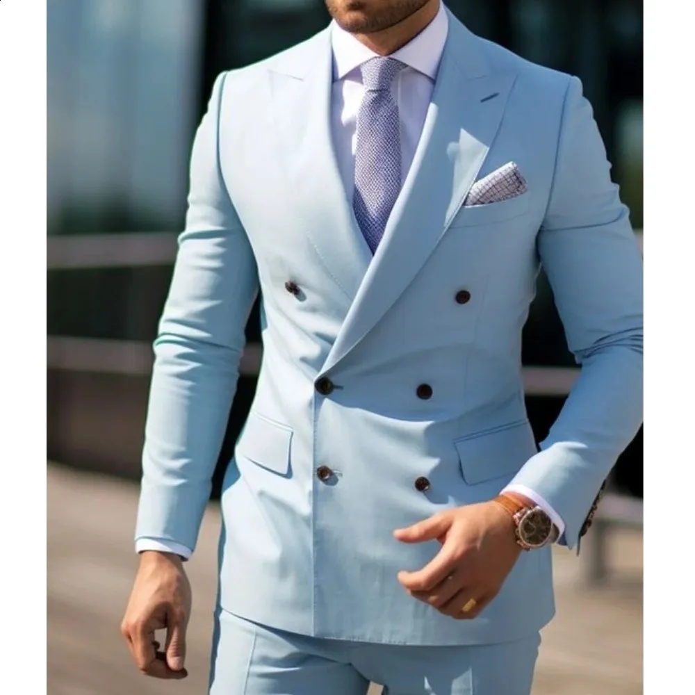 スーツ Double-breasted setup & shirt & tie Wangyue Black Suit for Men 2 Piece Slim Fit Double Breasted
