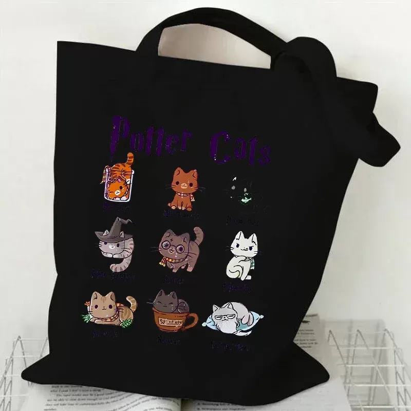 Harajuku Cat Canvas Tote Bag For Women Aesthetic Animal Shopper Handbag With Womens One Shoulder Backpack From Easecarry 14.39 DHgate.Com