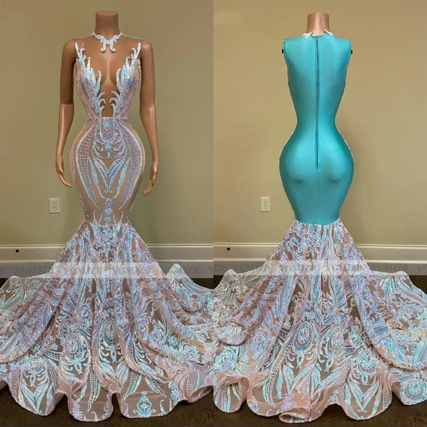 New Arrival Plus Size Prom Dress Sequins Mermaid Long Evening Gowns