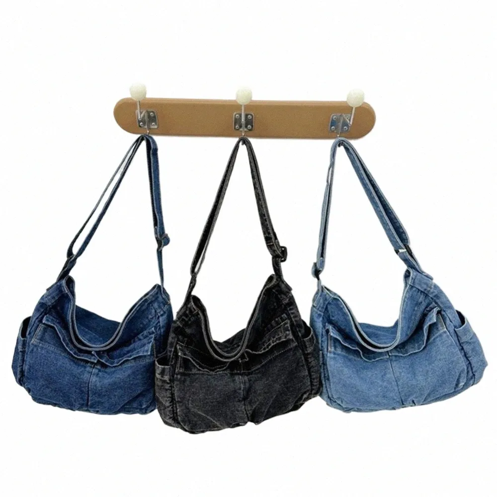Large Denim Tote Bag for Women Adjustable Strap, Chic Hobo Style,  Versatile Daily Shopping Bag, Trendy Functional