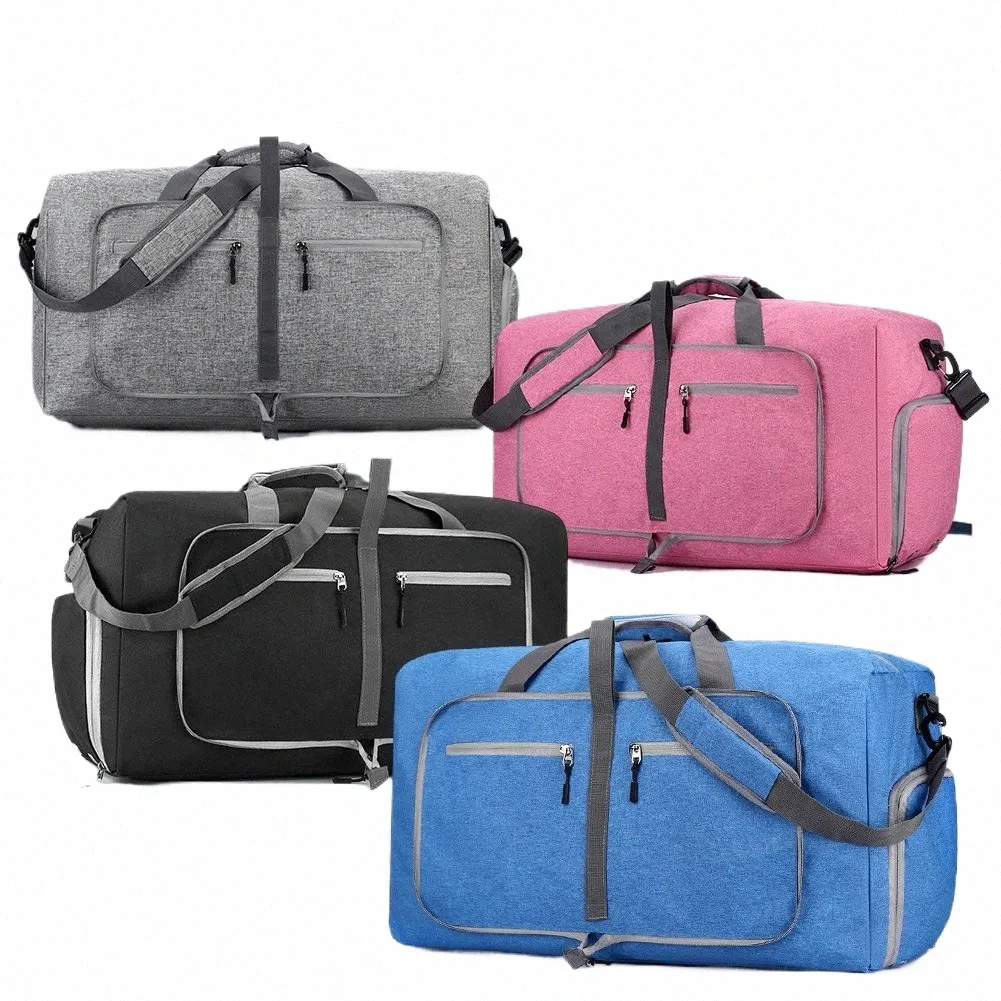 Foldable Weekender Bag with Shoe Compartment Large Travel Duffle