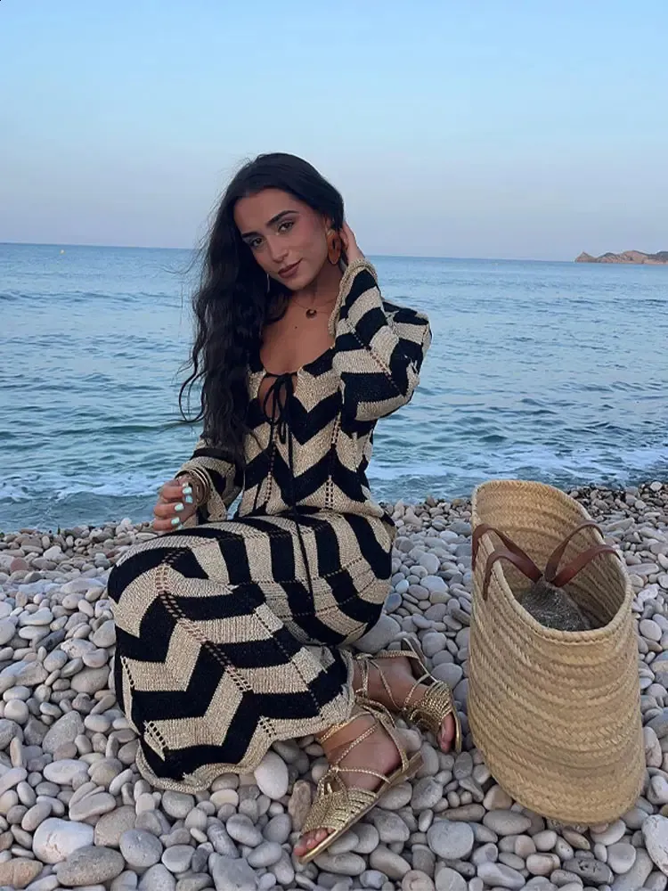Sexy Lace Up Contrast V Neck Long Sleeve Dresses Sexy Lace Up Contrast V Neck Long Sleeve Dresses