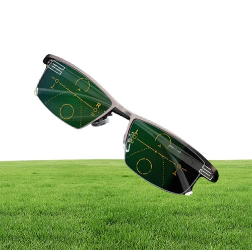 Smart Zoom Progressive Reading Glasses – Multi-Focus, Anti-Blue Light, Half-Frame Alloy Design