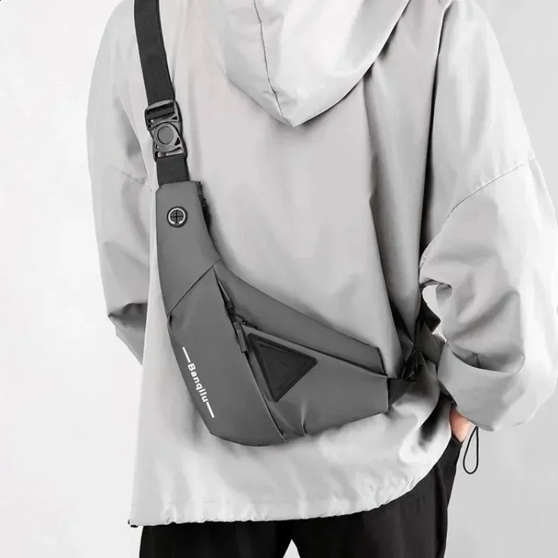 Water-Resistant Oxford Sling Backpack with USB Charging Port Waterproof Oxford Sling Chest Bag for Travel with USB  main image 4