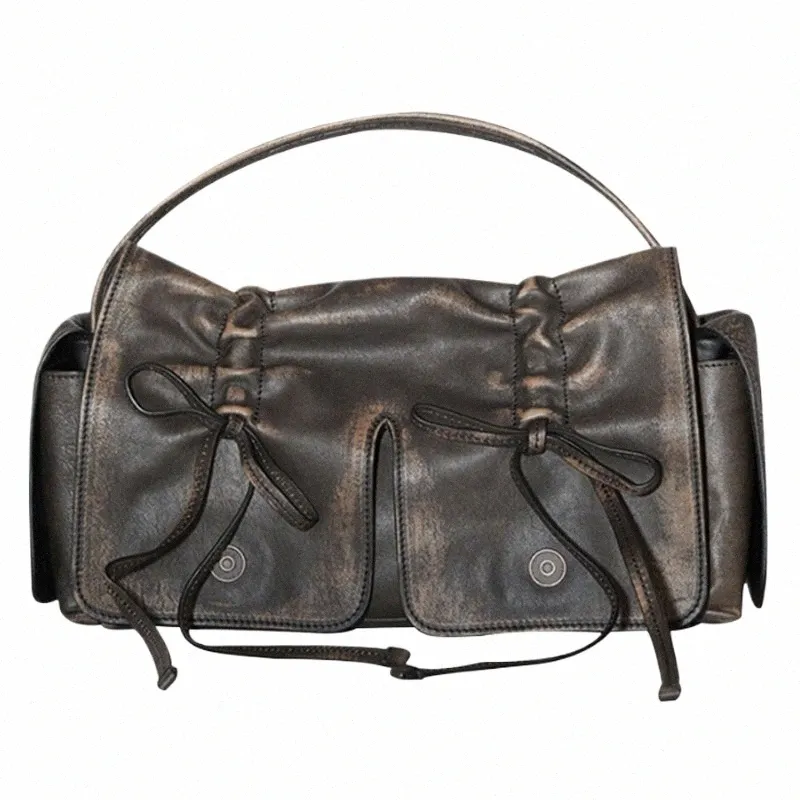 ショルダーバッグ HUECLOSET Pocket Vintage Leather Shoulder Bag 25KERO243 DHgate.com:Retro Style Womens Shoulder Bag - Multi-Pocket