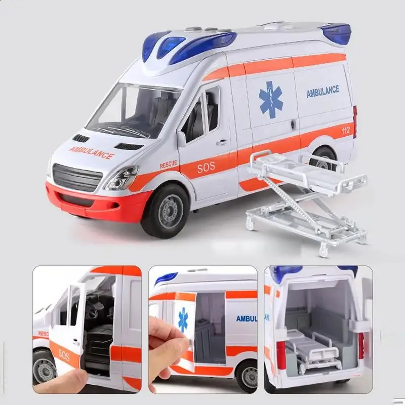 Kids Ambulance Diecast Police Cars With Lights And Sound Stretcher Included 240722 From Men07 15.51 DHgate.Com
