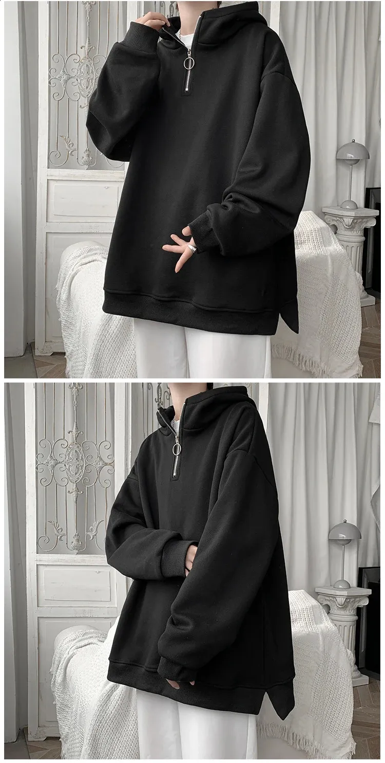 ★韓国人気★LOOKPLE★LOOK PELLET OVER SWEATSHIRT Korean Couples Harajuku Turtleneck comfort hoodie with