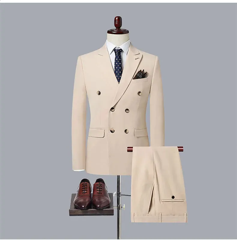 久遠　Double-breasted setup Premium Quality Double Breasted Blazer Set: Mens Casual