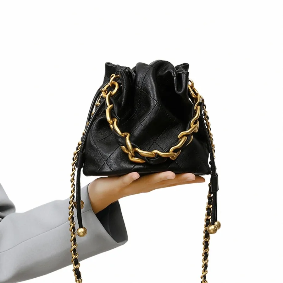 バッグ・カバンその他 [ LEATHERY ] Two-way Chain Bucket Bag LEATHERY Two-way Chain Bucket bag [BLACK] (ショルダーバッグ