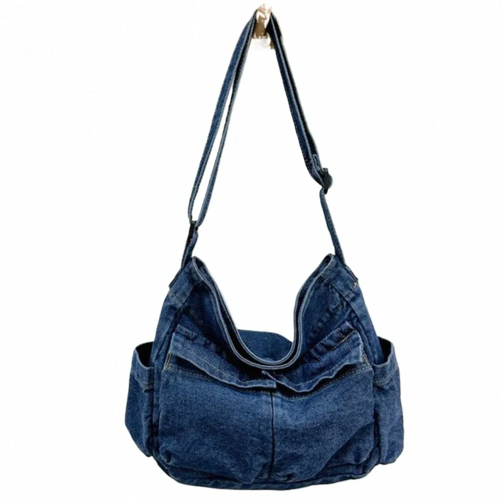 Stylish Denim Crossbody Bag for Women Chic Casual Satchel with Adjustable Strap