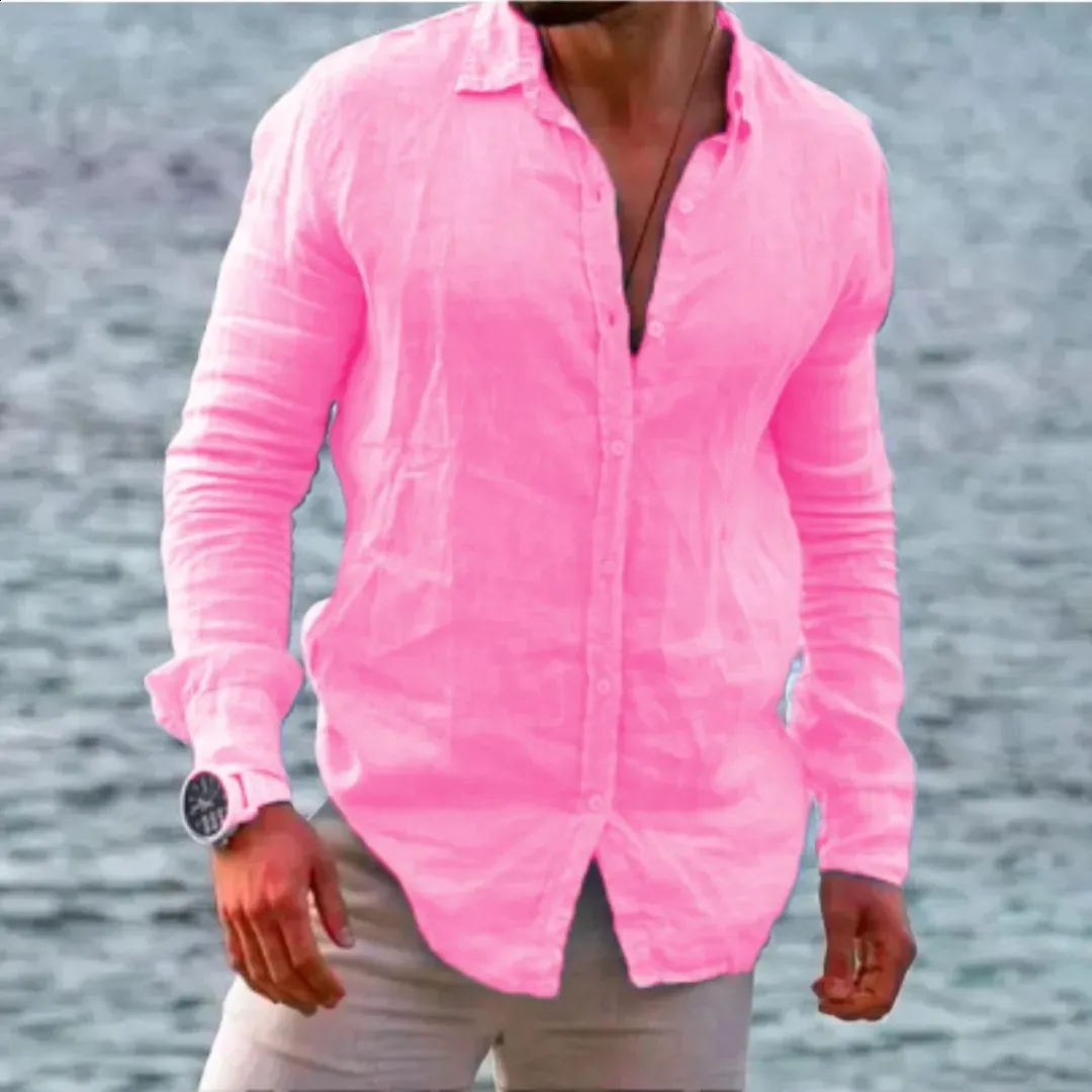 MHL.│mens│shirt Vintage Men's Cotton Linen Casual shirt with t shirt