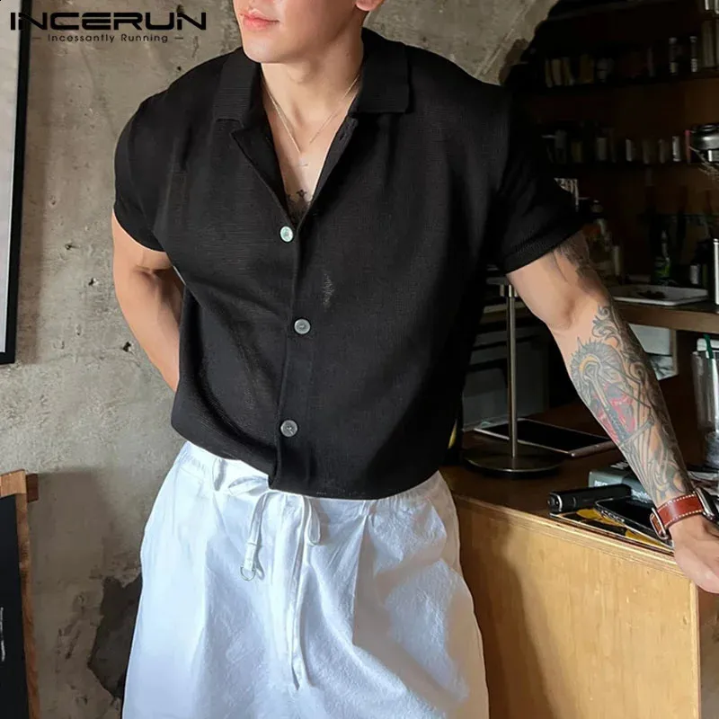 korean men's dress shirts Men Summer Korean Style Fashion All Match Short Sleeve Shirt Business Loose Top