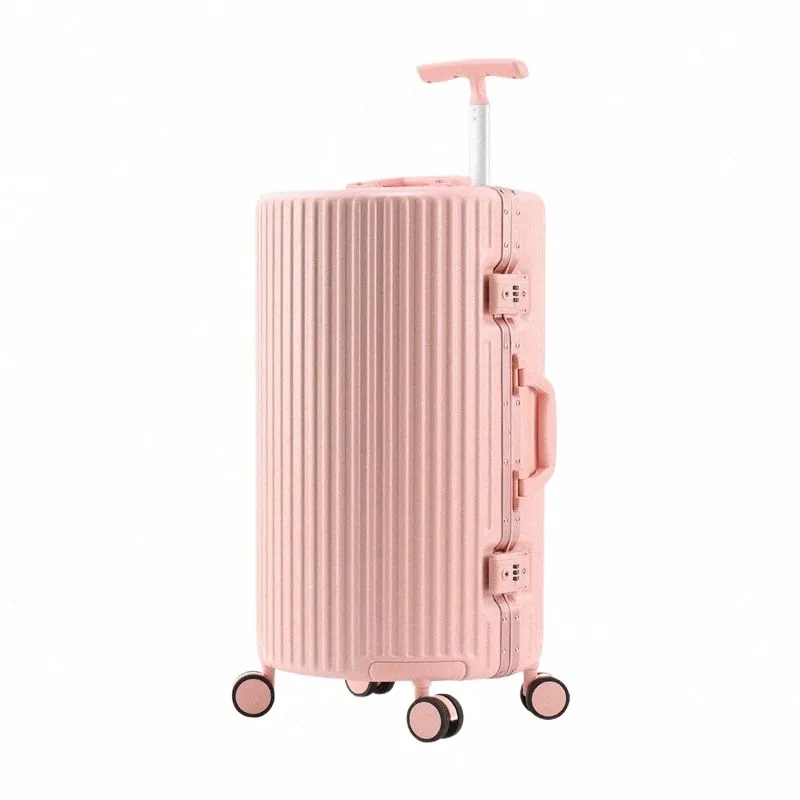 20/22-Inch Round Aluminum Frame Suitcase Durable Carry-On