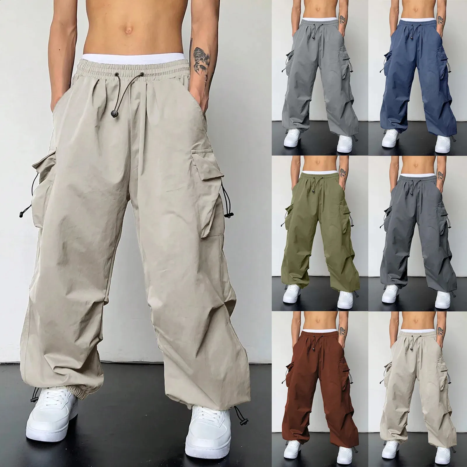 Generic Baggy Cargo Pants for Men Wide Leg Jeans Y2k Hip Hop