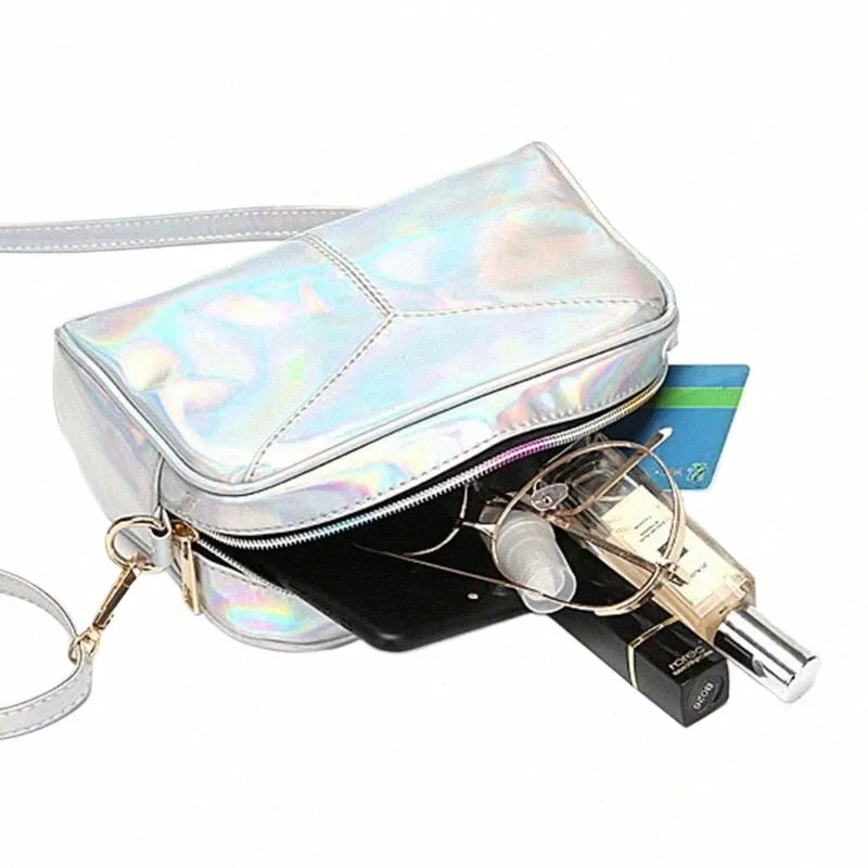 Holographic Leather Hobo Bag Womens Evening Shoulder Bag