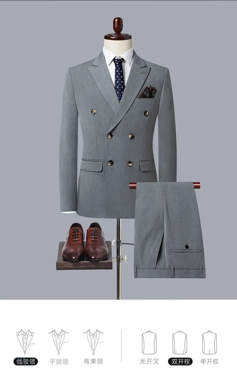 久遠　Double-breasted setup Premium Quality Double Breasted Blazer Set: Mens Casual