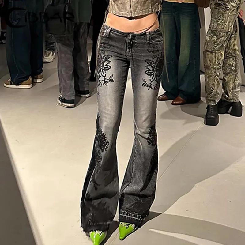 パンツ 2000's flower embroidery flare jeans y2k 2000's flower embroidery flare jeans y2k - メルカリ