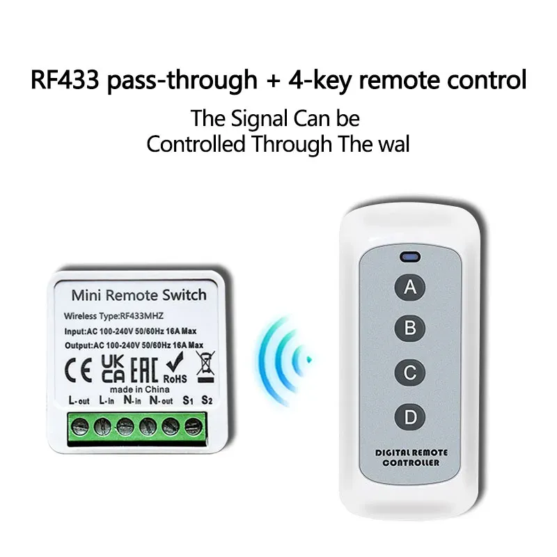 Remote Rf433 Relay Smart Wireless Light Switch Relay Module: 1/2/3 Gang RF433 Remote ...