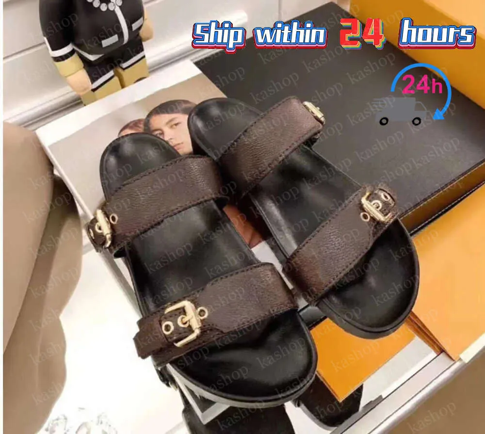 Bom Dia Genuine Leather sandal Slipper Casual Shoe summer beach gladiator Mules hasp New womans Flat sandles Heels Slide luxury Designer Sliders sandale 35-45