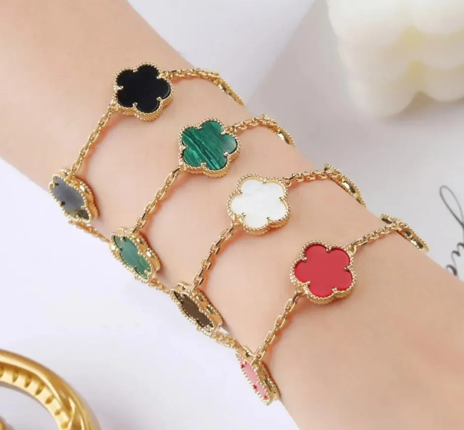 charm bracelet designer bracelets Quality Fashion Brand Five Leaf Flower Clover Natural Mother of Pearl Bracelet Gold Silver Bracelet for Women