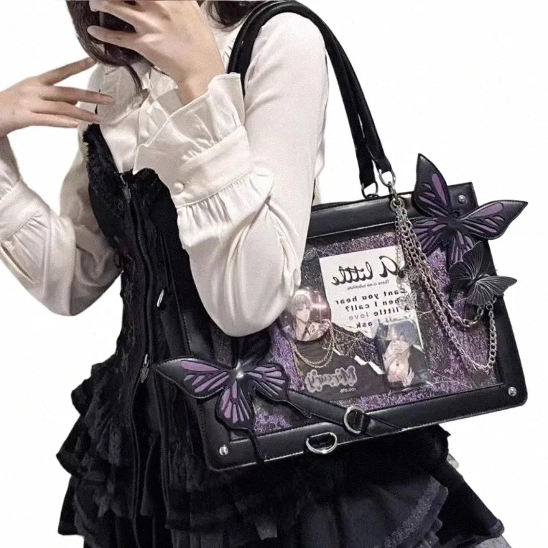 2024Vintage Lolita Gothic Ita Bag: DIY Transparent PVC