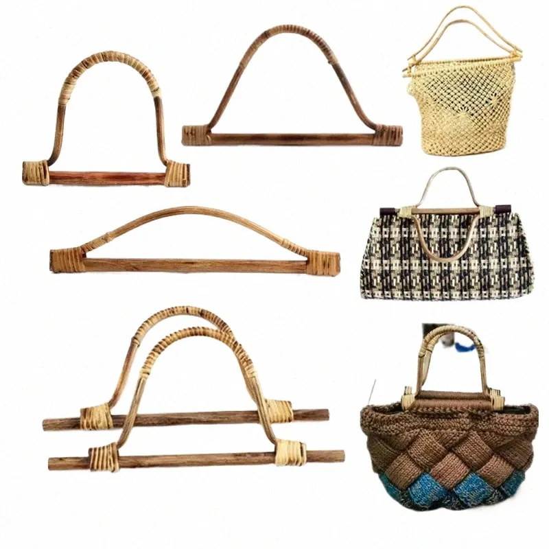 2pcs Natural Rattan Bag Handles Set Styles DIY Purse Handles, Crochet  Bag Accessories, Eco-Friendly Handbag Making Supplies