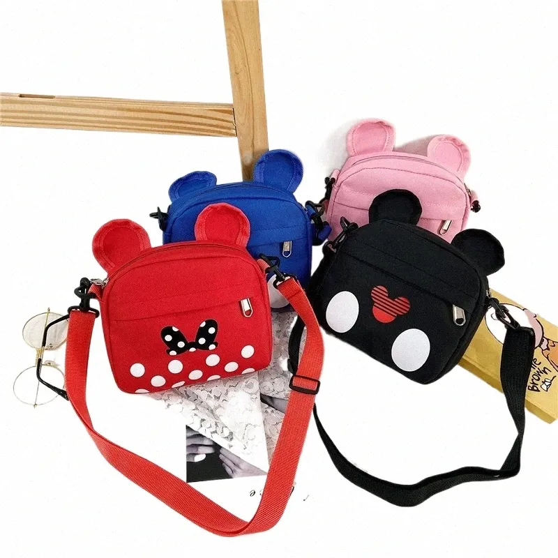 Cute Kids Canvas Shoulder Bag Trendy Cartoon Mini Bag for Girls