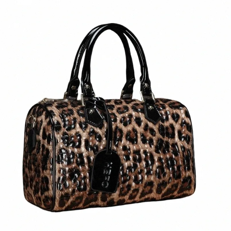 Genuine Leopard Print Cowhide Handbag - Crossbody Shoulder Bag With Adjustable Strap - View #5
