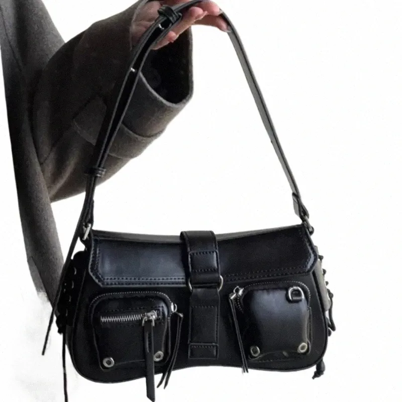 Y2K Korean Womens Vintage Gothic PU Leather Handbag: Punk