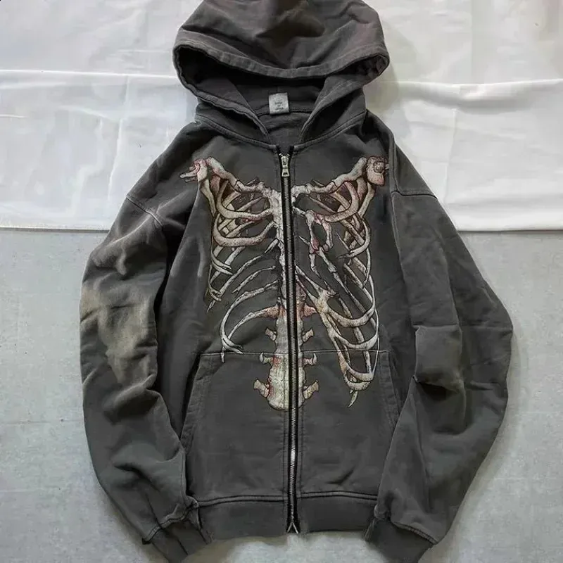 Mens Hoodies Brown Skeleton Zip Up Hoodie Graphic Hoodies For Men
