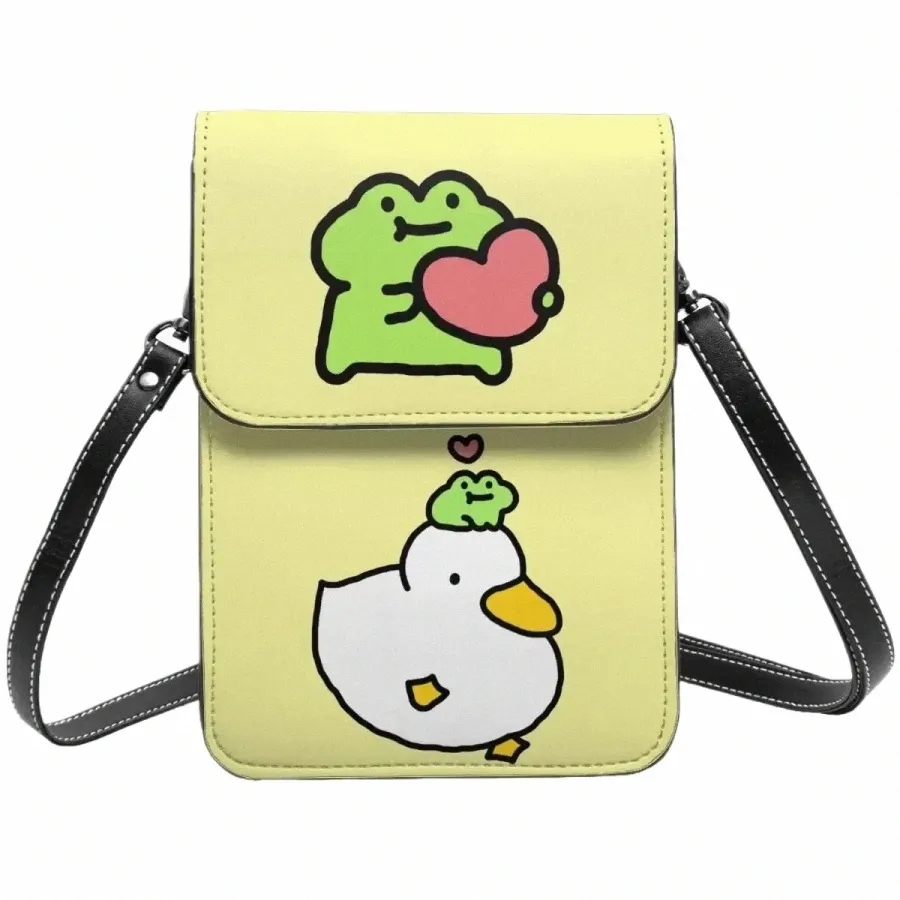 Cute Froggy Love Small Cell Phone Purse Leather Card Holder Crossbody Bag 2024