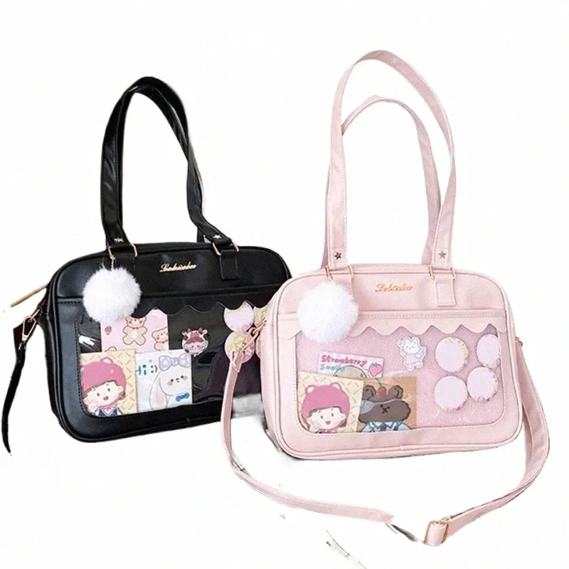 Japanese Itabag for Women Kawaii JK Tote Bag, Transparent Window Shoulder  Bag, PU Leather Crossbody Handbag Preppy Style!