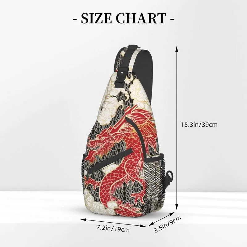 Chinese Dragon Sling Bag for Men - Red Totem Crossbody Backpack