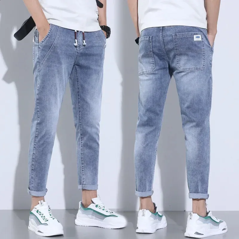 Men's Summer Korean Street Work jeans pant with Elastic