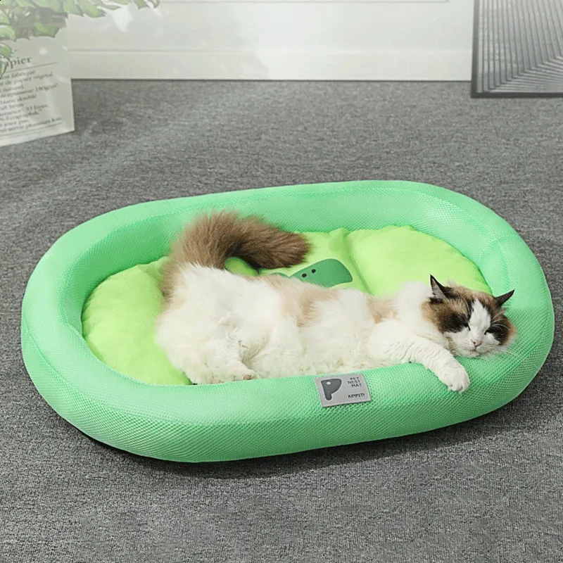 Cooling Cat and Dog Bed Breathable Summer Ice Pad Washable Oval Shape Small Black Pet Comfort 2024