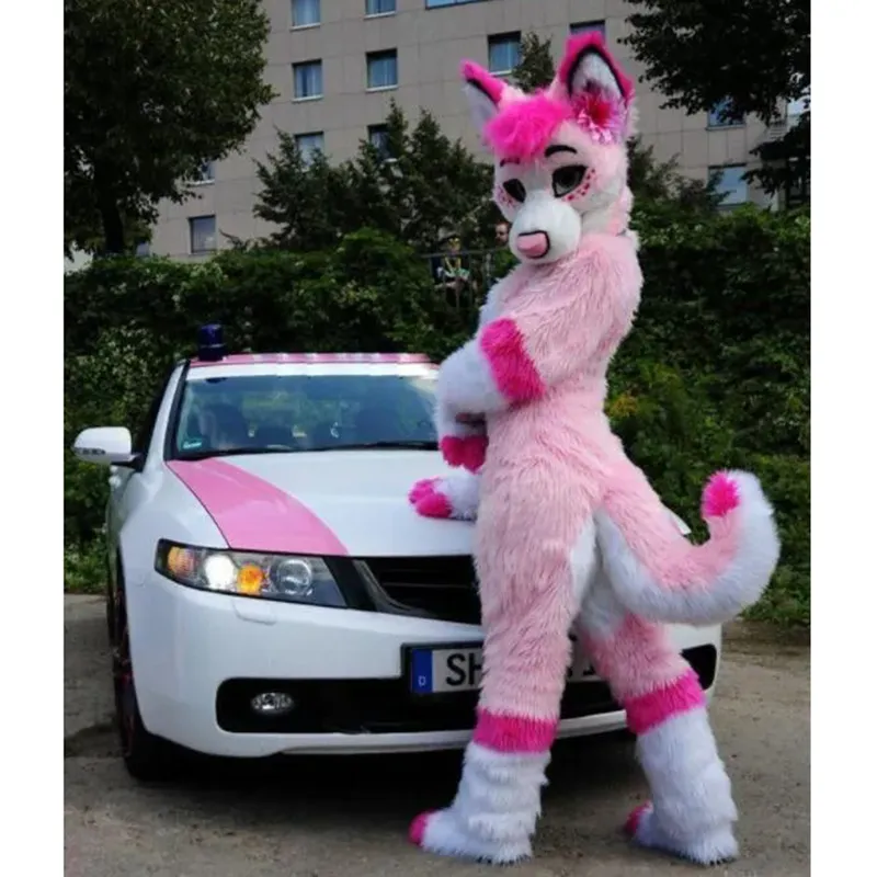 High Quality Pink Husky Fursuit Mascot Costume Anime Costume for ...