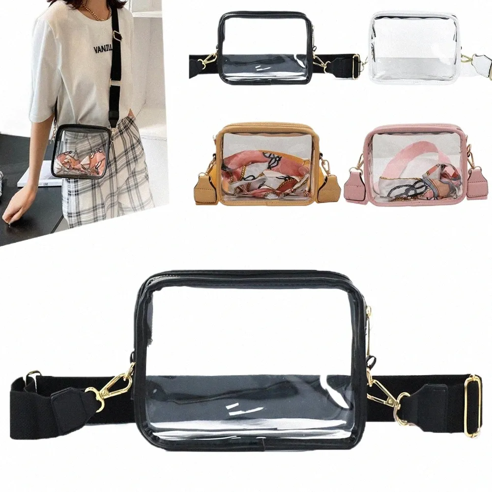 Clear Stadium Approved Crossbody Bag For Women - Transparent PVC Purse With Adjustable Strap - Small Tote Pouch