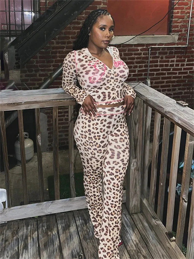 DHgate.com:WLWXR Womens 2 Piece Fall Leopard Print Casual