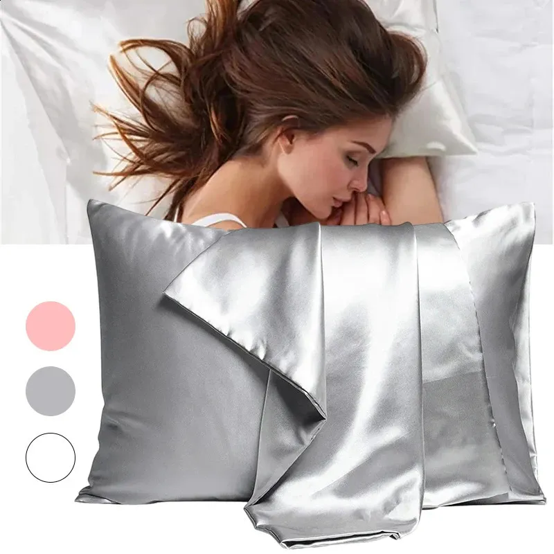 Silky Satin Pillowcase Wrinkle-Free Hair Skin Protector Zippered  240725