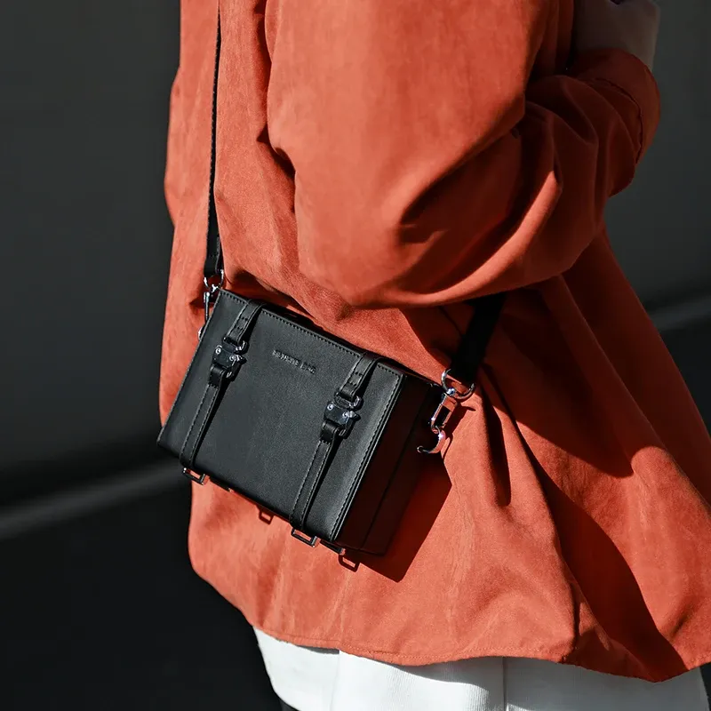 DHgate.com:Mens Small Square Crossbody Bag - Soft PU Leather