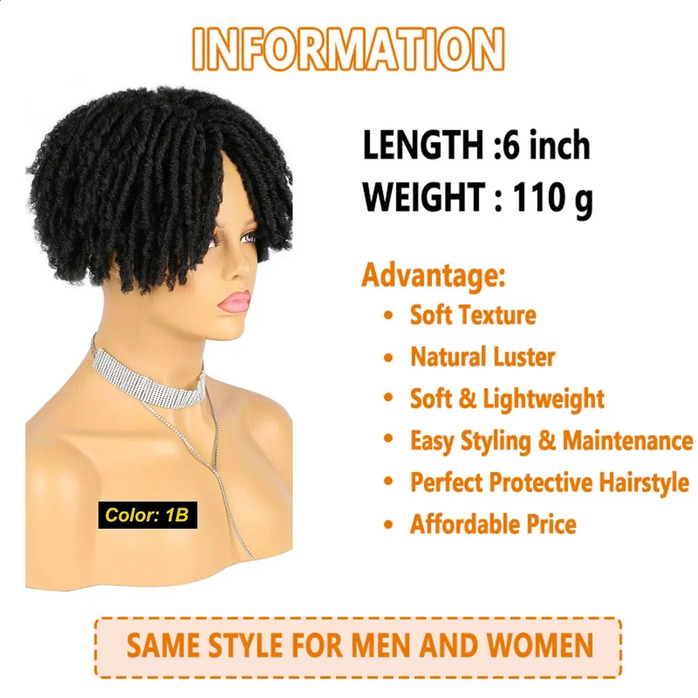 Dreadlock Haarteil Mit Clips – 6 Zoll, Halbe Perücke, Synthetisch, Für Frauen (Farbe: 1B/27)