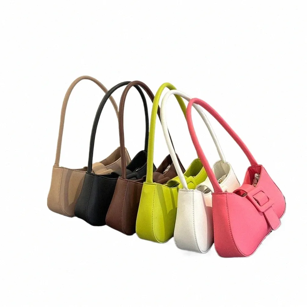 Y2K Underarm Bag Womens PU Leather Shoulder Bag, Solid Color