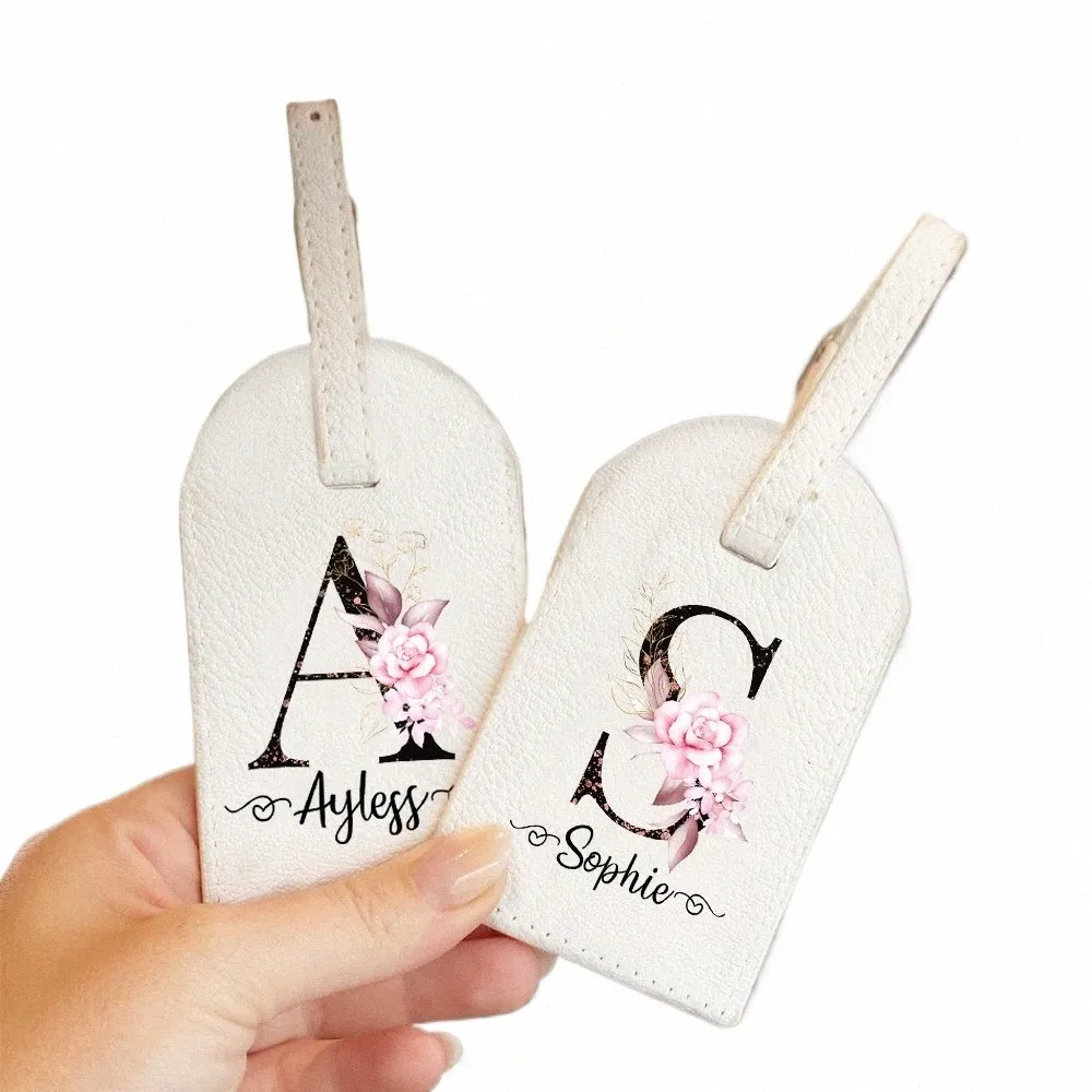 Personalized PU Leather Luggage Tag Custom Name Suitcase