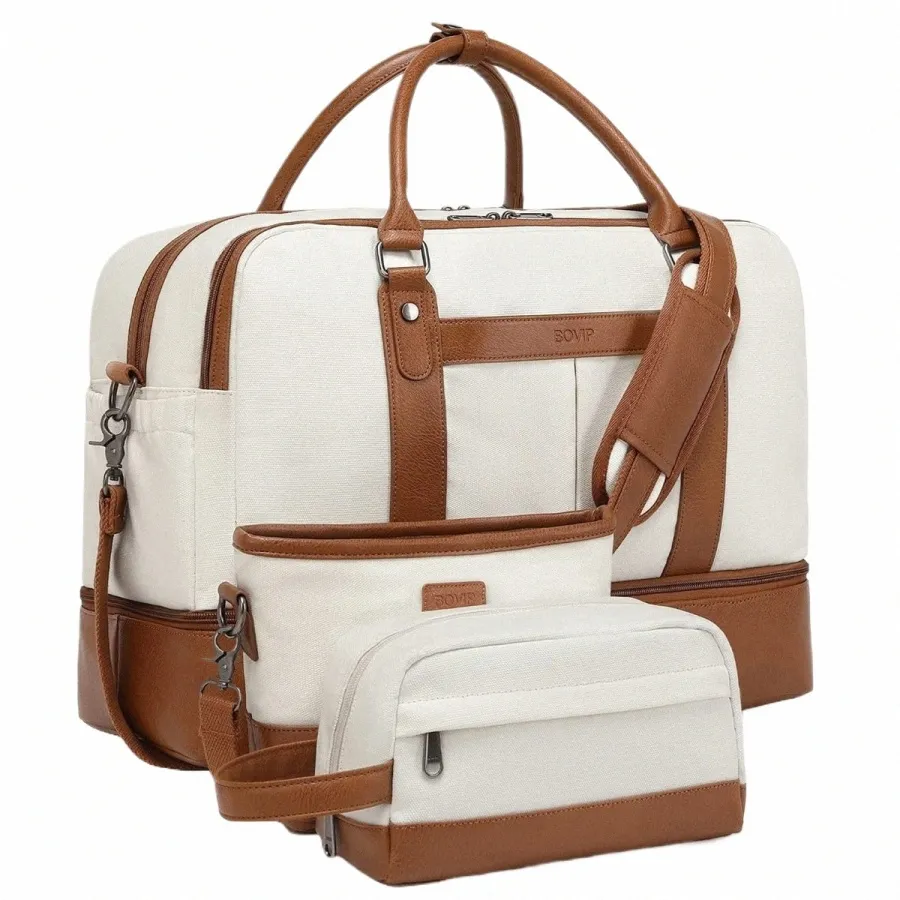 Women's Large Canvas Weekend Bag Shoulder Travel Duffel with Shoe  Compartment, Lightweight Durable Perfect for Getaways!