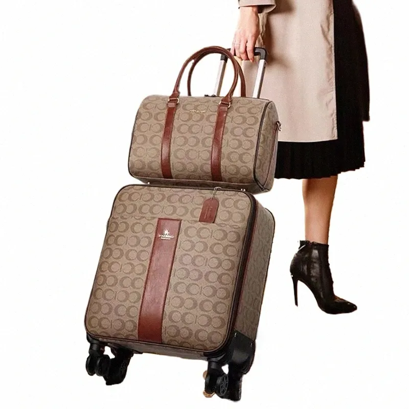 Luxury Travel Set: Rolling Suitcase Handbag PU Leather Luggage for  Women Men, Stylish Trolley Bag, Carry-On Size Premium Quality!