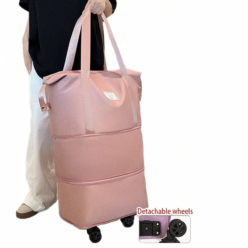 Rolling Travel Duffel Bag Large Capacity Wheeled Luggage, Dry