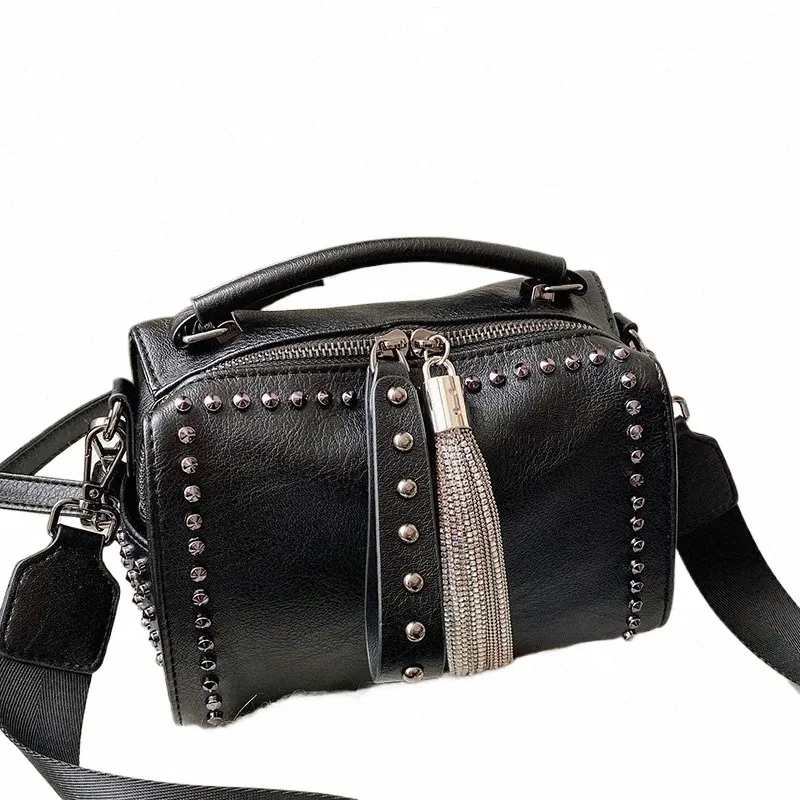 【KOOLOSET】Rivet Detail Zipper Cross Bag DHgate.com:Chic Rivet Womens Crossbody Bag - Wide Strap